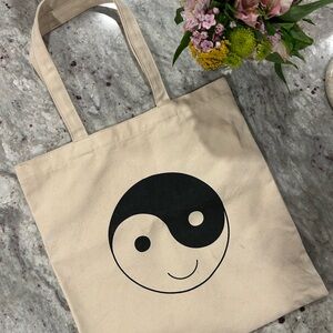 Smiley Yin Yang Canvas Tote Bag